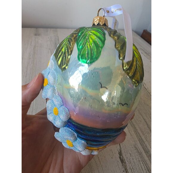 Hawaii cruise boat glass glitter ornament remember palm tree flowers unique Xmas - Picture 4 of 11